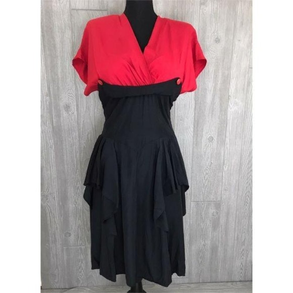 D.B.A L.A brand vintage short sleeve ruffle fit and flare pin up dress 7